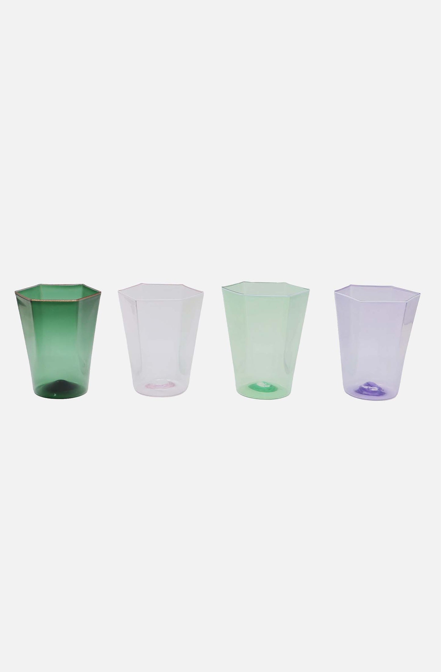 Hexagonal Water Glass Apple Green