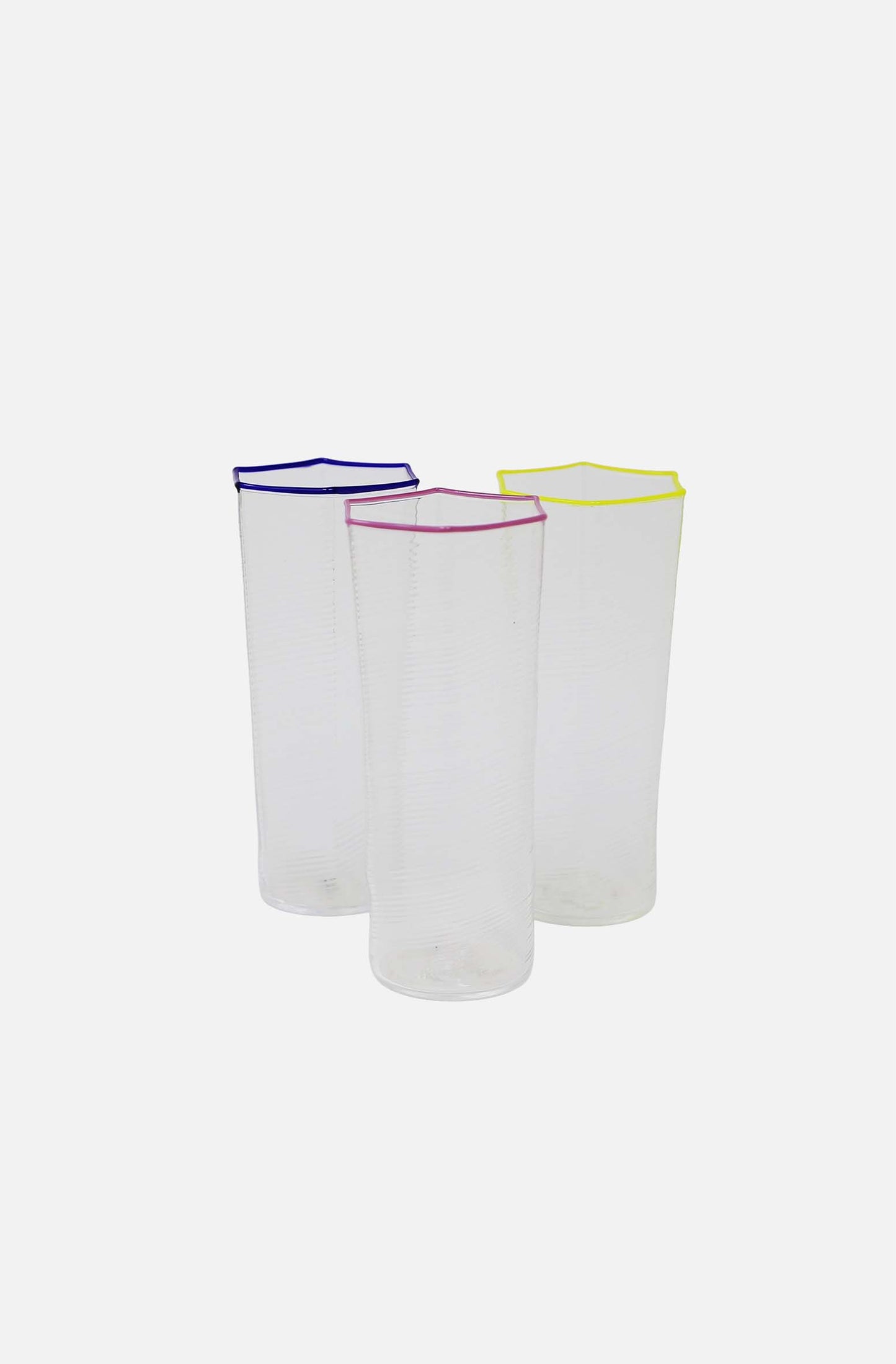 Hexagonal Ribbed Flute Glass Cobalt