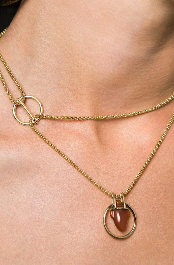 I HEART YOU NECKLACE IN CARNELIAN