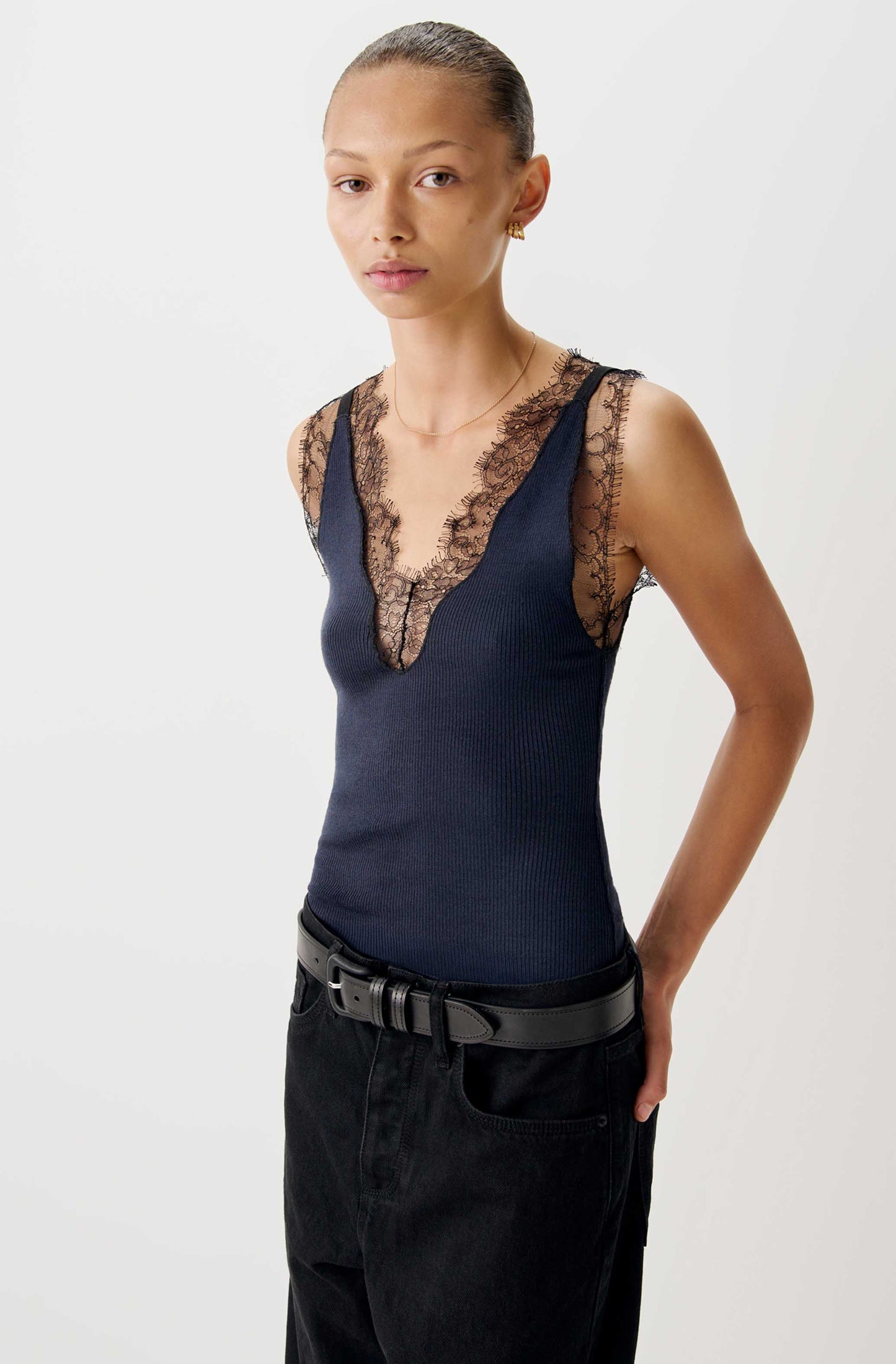 The Kew Lace Ribbed Vest