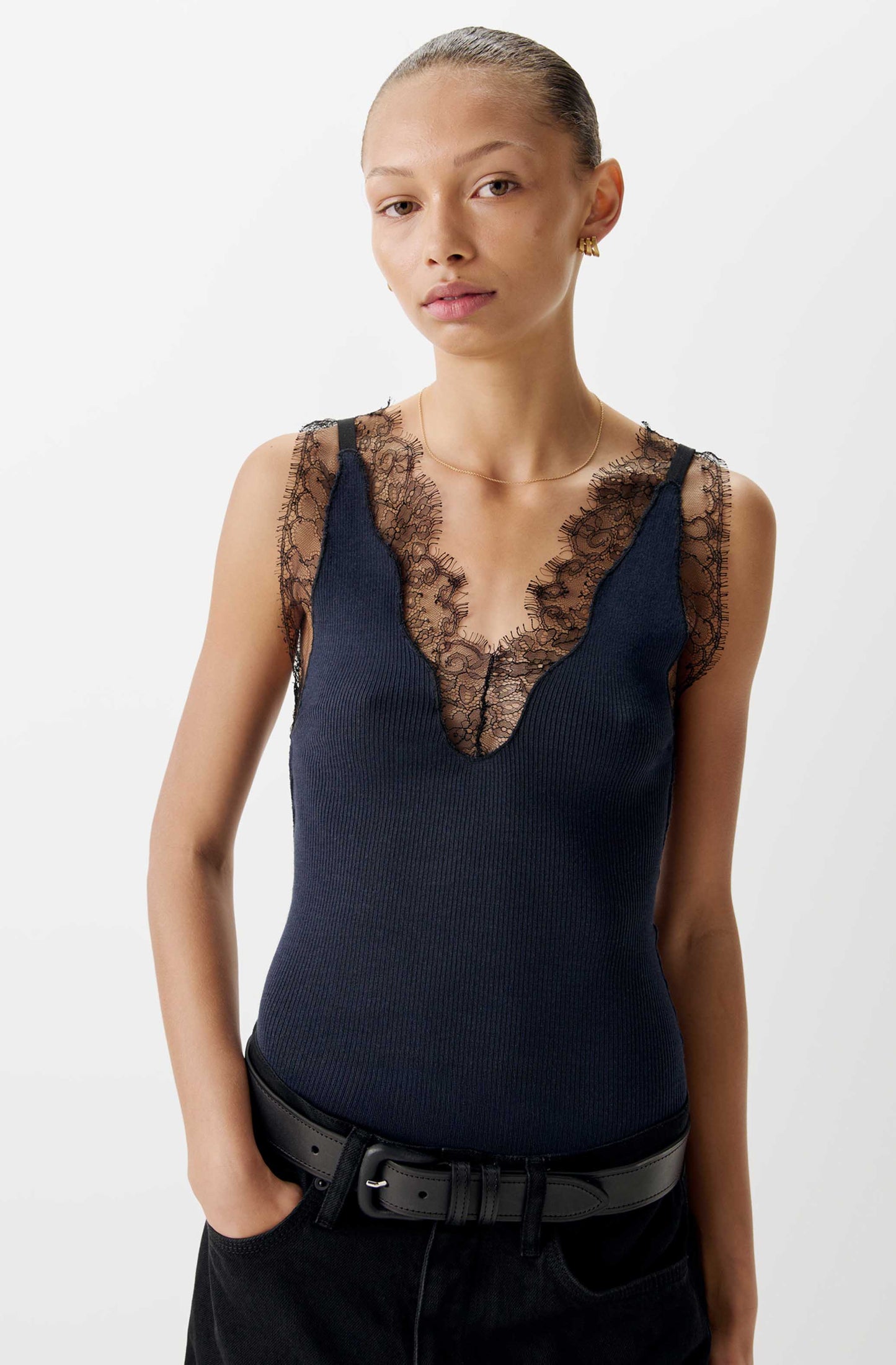 The Kew Lace Ribbed Vest
