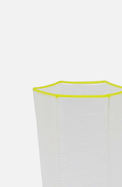 Hexagonal Ribbed Flute Glass Yellow