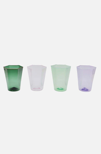 Hexagonal Water Glass Apple Green