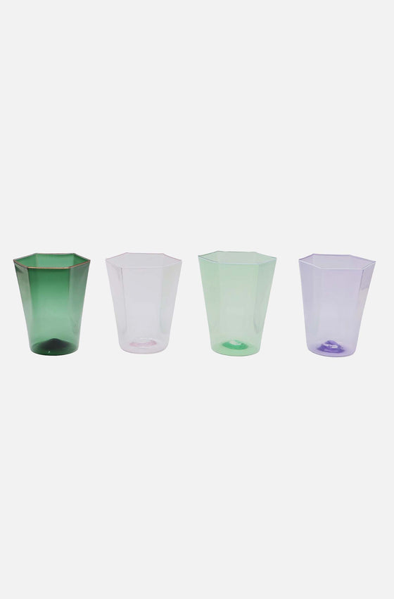 Hexagonal Water Glass Rosa