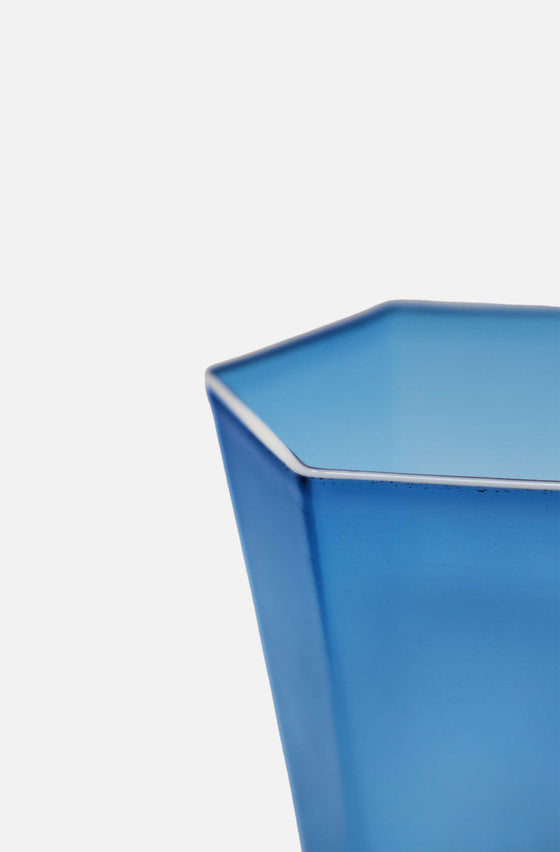 Hexagonal Water Glass Blue
