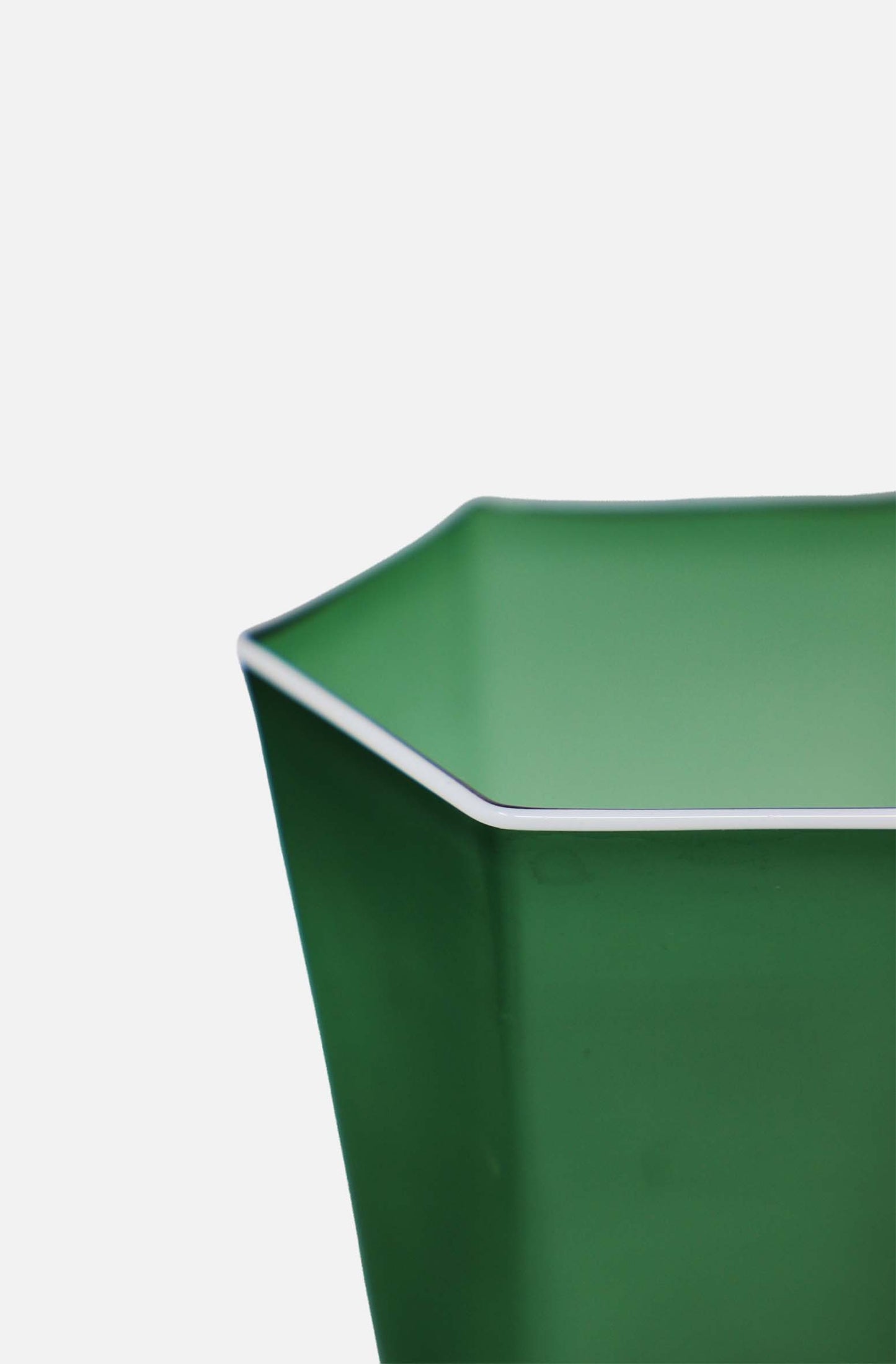 Hexagonal Water Glass Smoked Green w. White Rim