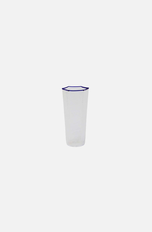 Hexagonal Ribbed Flute Glass Cobalt