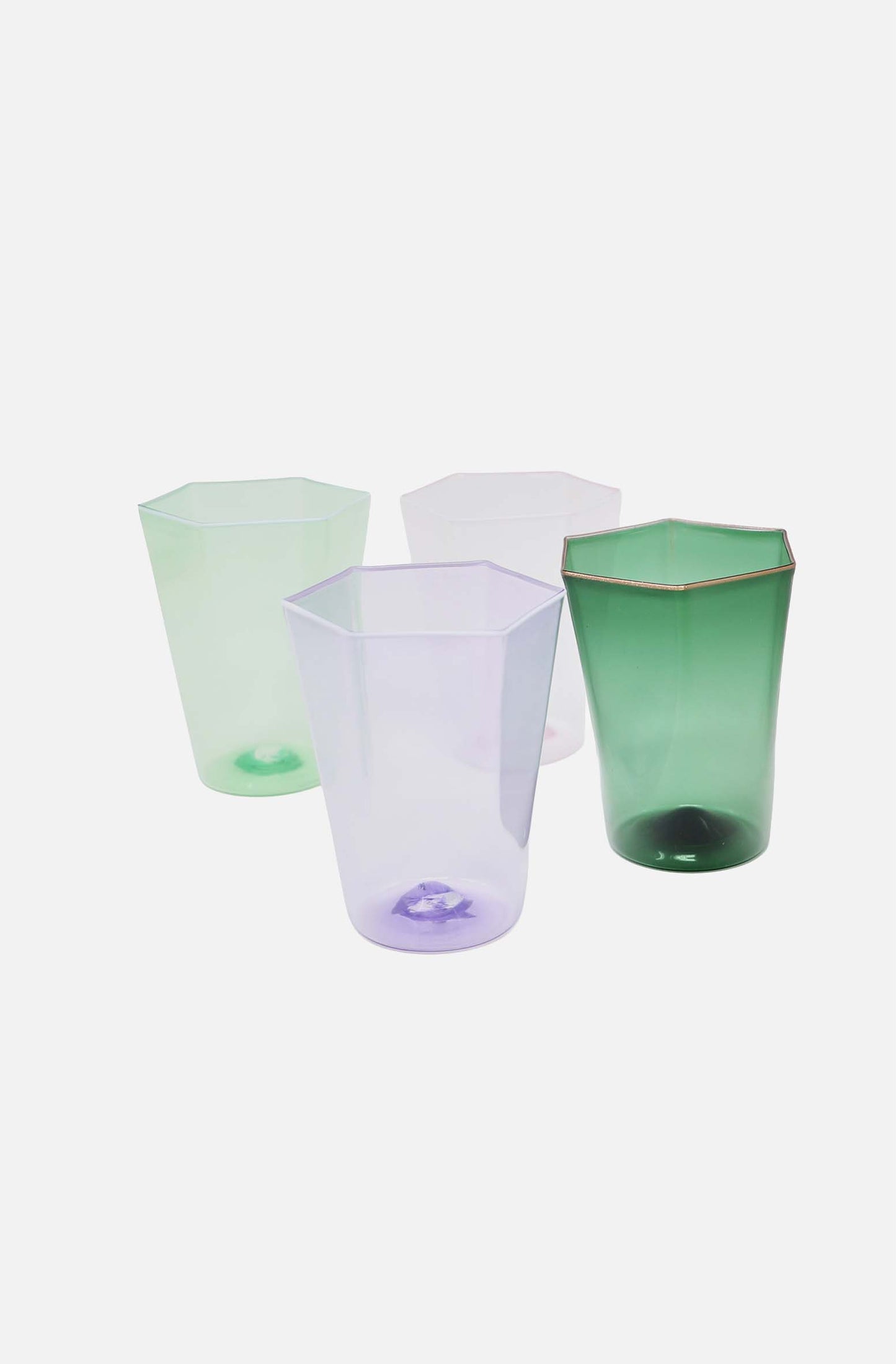Hexagonal Water Glass Apple Green