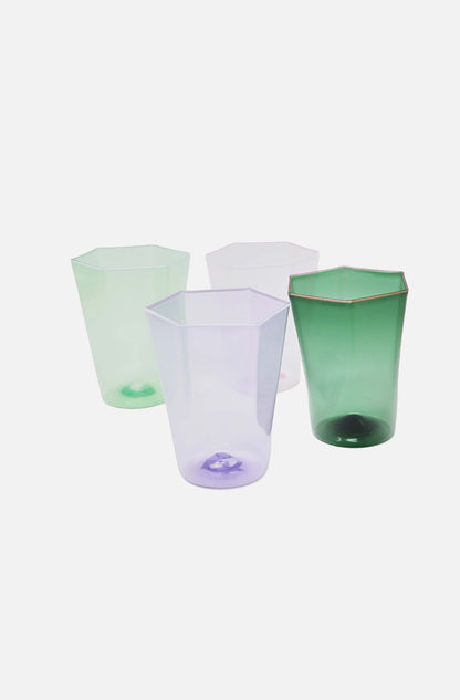 Hexagonal Water Glass Apple Green
