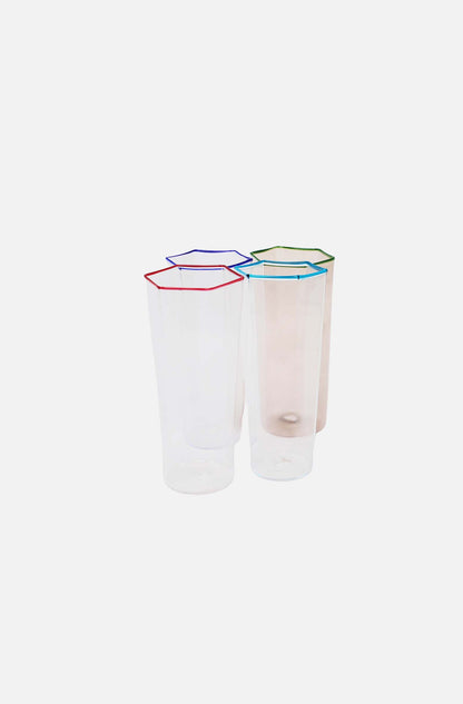 Hexagonal Flute Glass Ruby