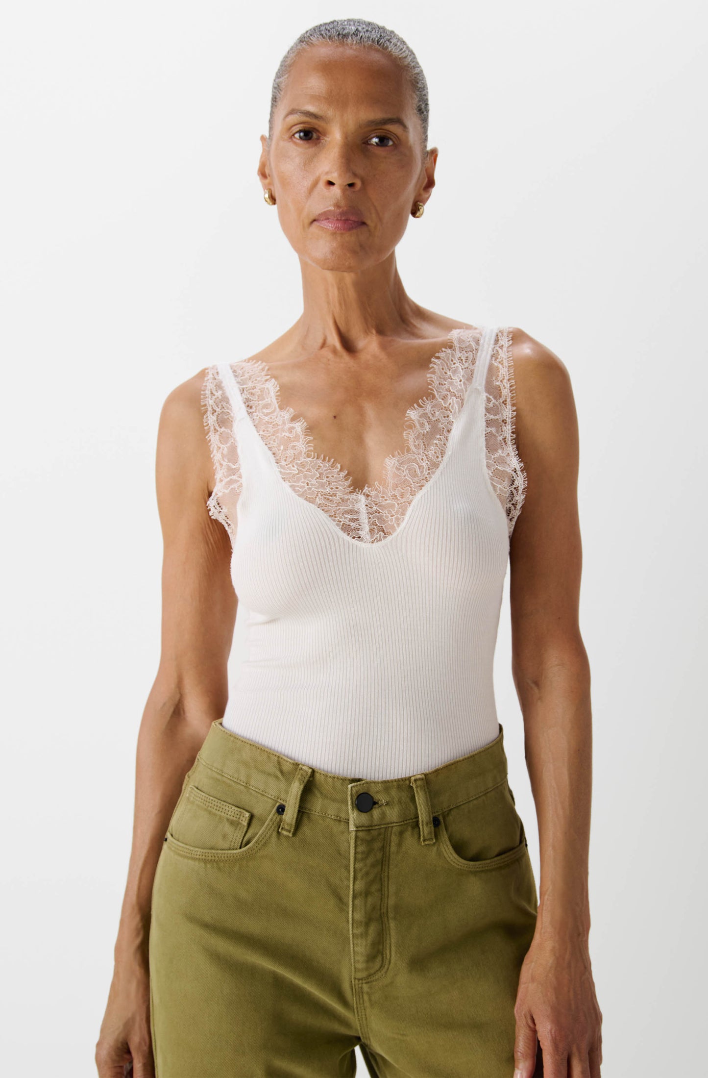 The Kew Lace Ribbed Vest