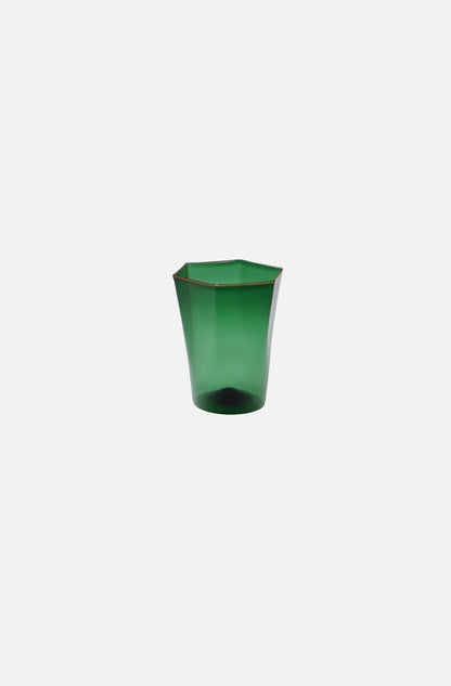 Hexagonal Water Glass Smoked Green