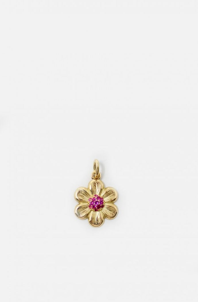 Flower Pink Sapphire Charm