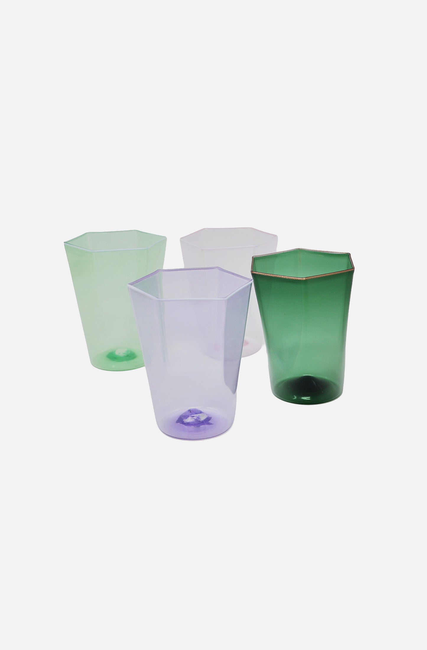 Hexagonal Water Glass Rosa