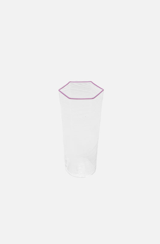 Hexagonal Ribbed Water Glass lavender