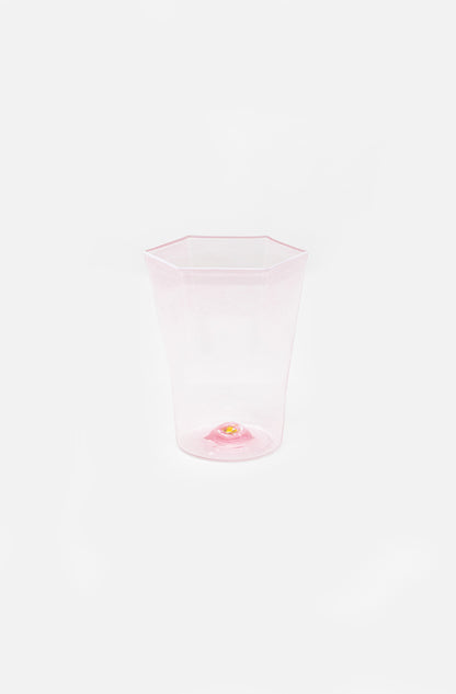 Hexagonal Water Glass Rosa