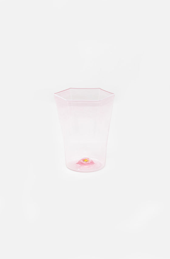 Hexagonal Water Glass Rosa