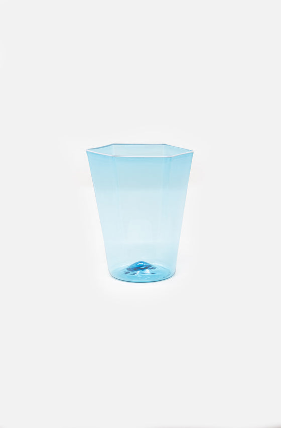 Hexagonal Water Glass Azzuro