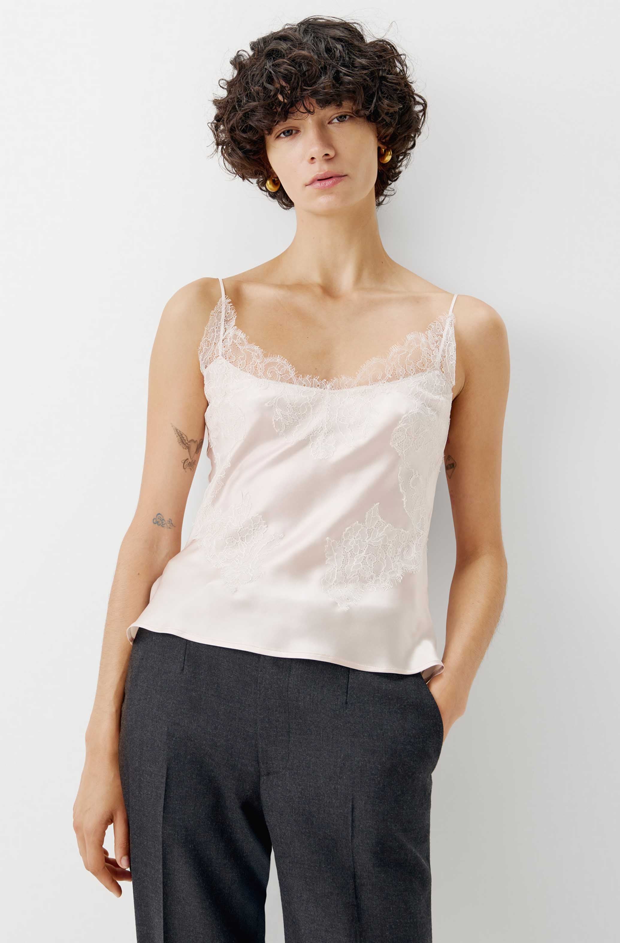 Andequal アンドコール bloom lace cami tunic asymmetry lace