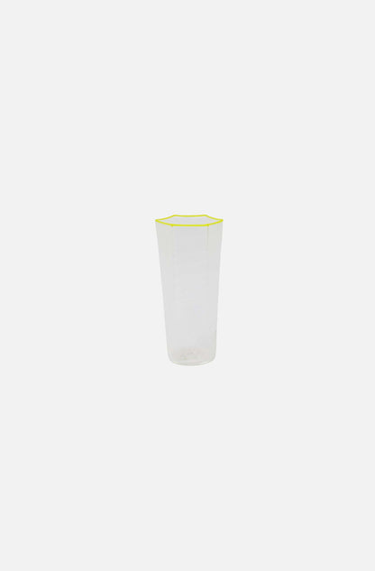 Hexagonal Ribbed Flute Glass Yellow