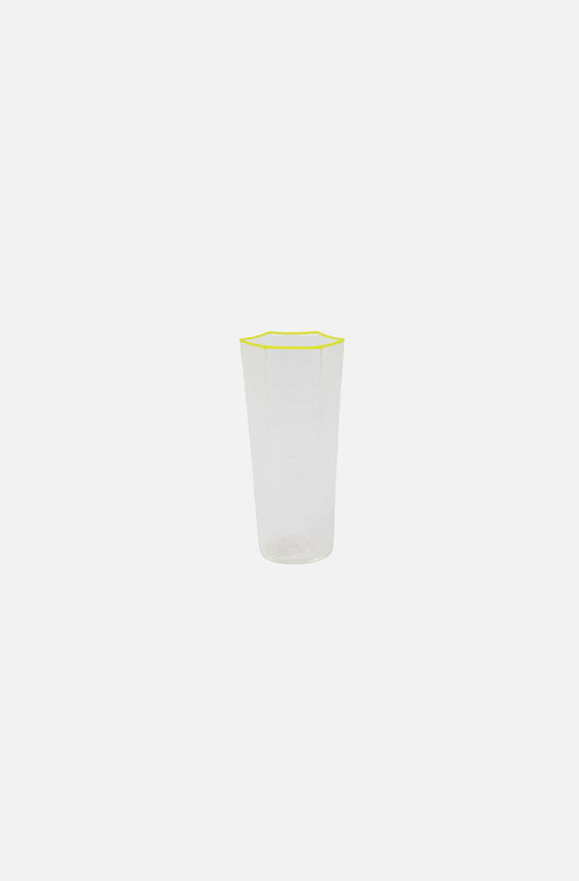Hexagonal Ribbed Flute Glass Yellow