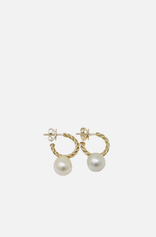 Rope And Pearl Hoop Earrings