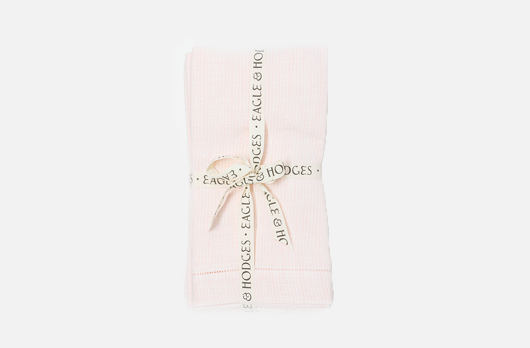 Eagle & Hodges Thin Pink and White Napkin Set of 2