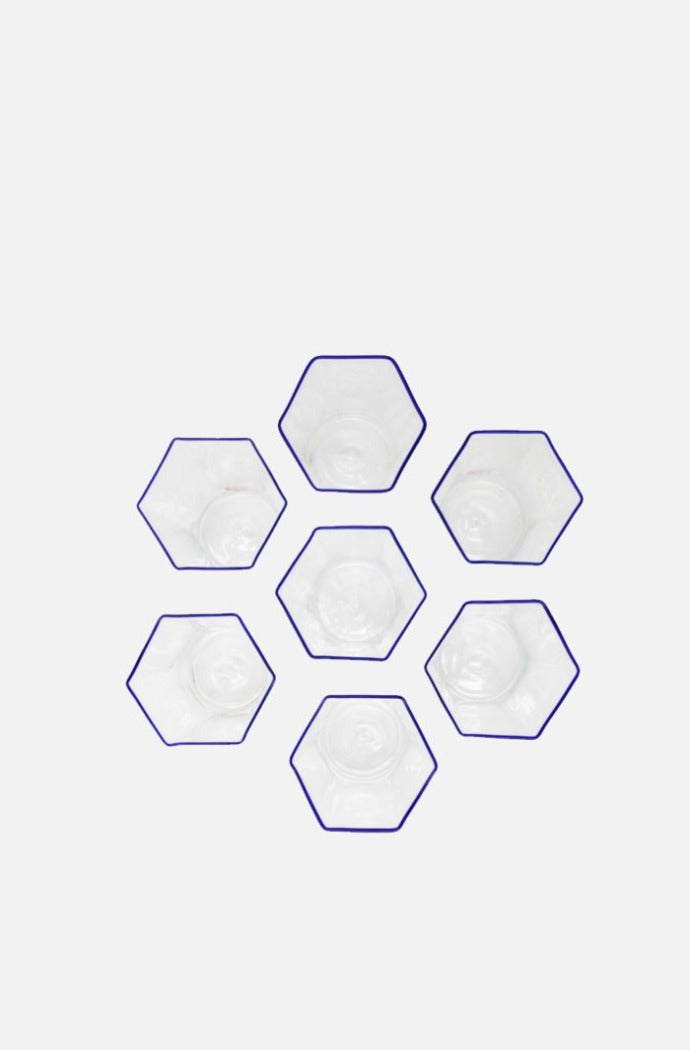 Hexagonal Flute Glass Cobalt