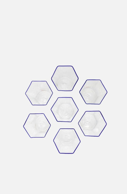 Hexagonal Flute Glass Cobalt