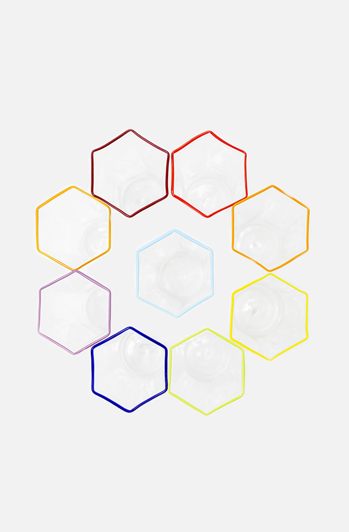 Hexagonal Flute Glass Cobalt