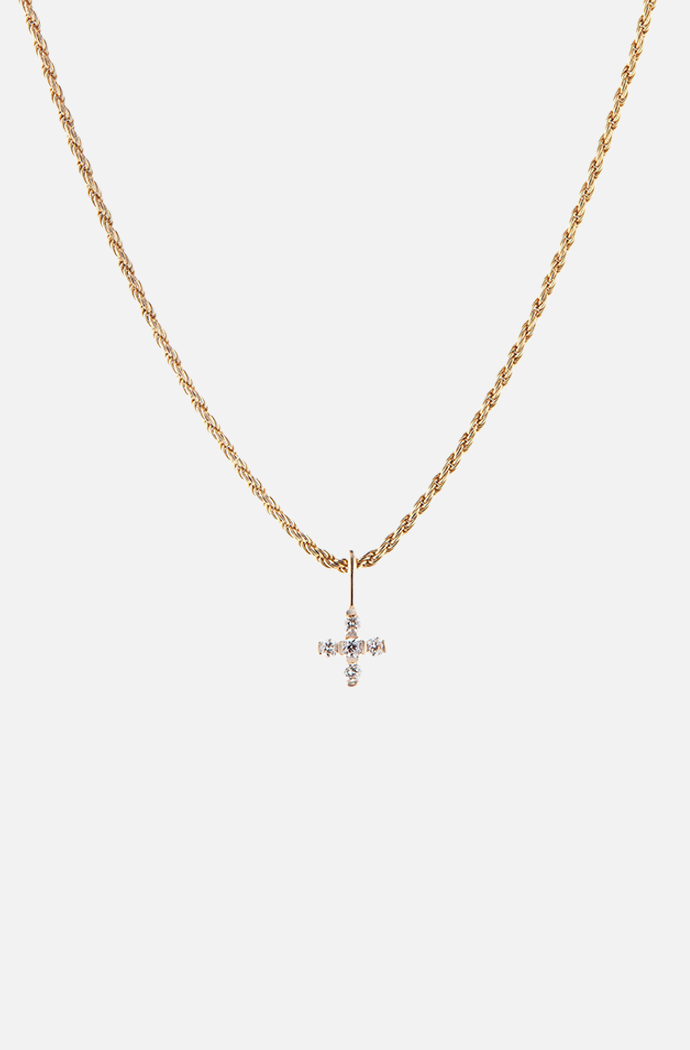 Otiumberg Diamond Cross Pendant with Rope Chain